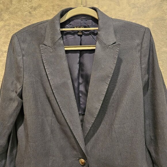 Books Brothers Womens10 Blue linen blend skirt suit lined fancy buttons notched - Picture 3 of 16